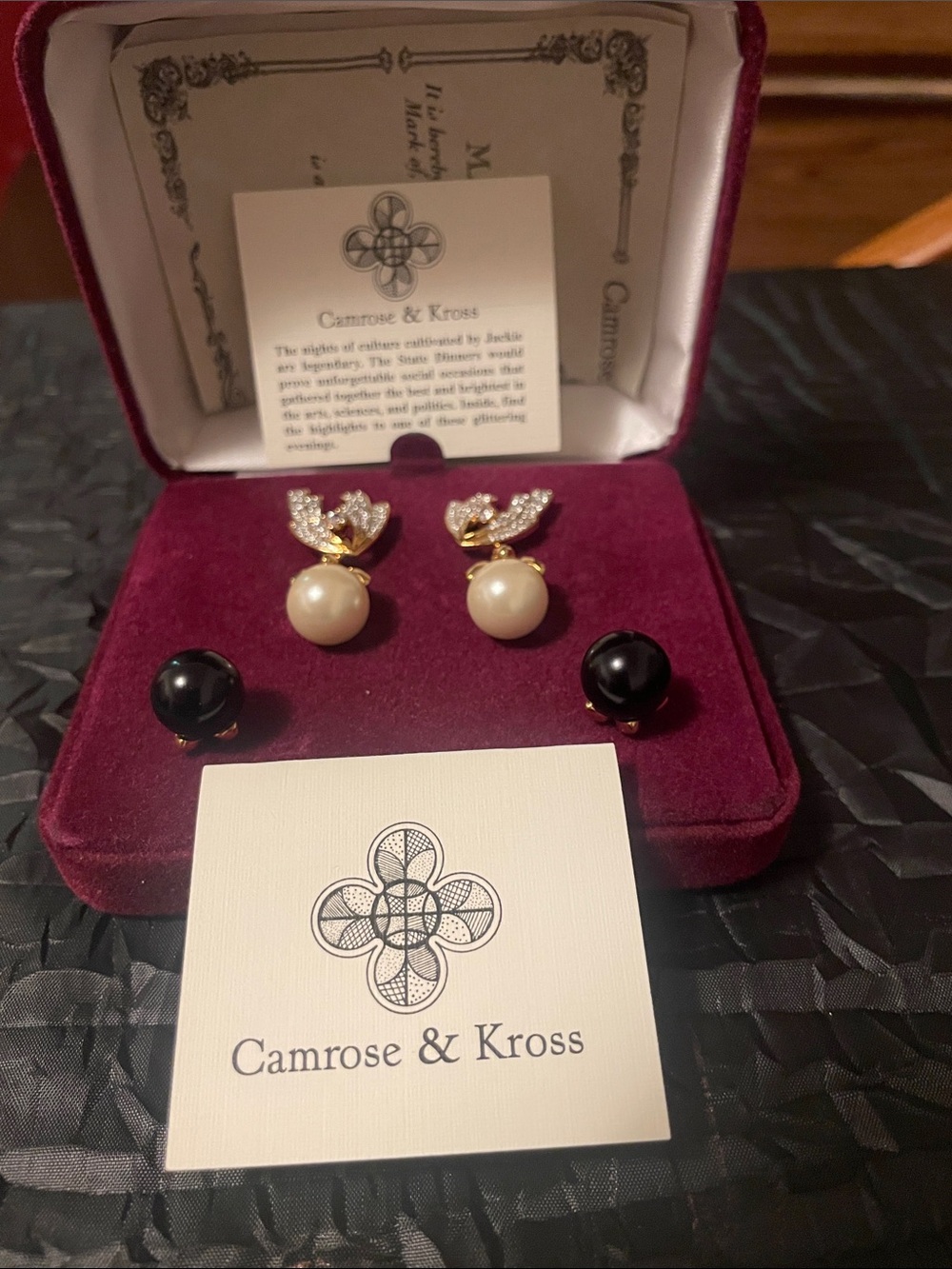 Gold Pearl Drop Earrings - Cream Pearls with Crystal Accents